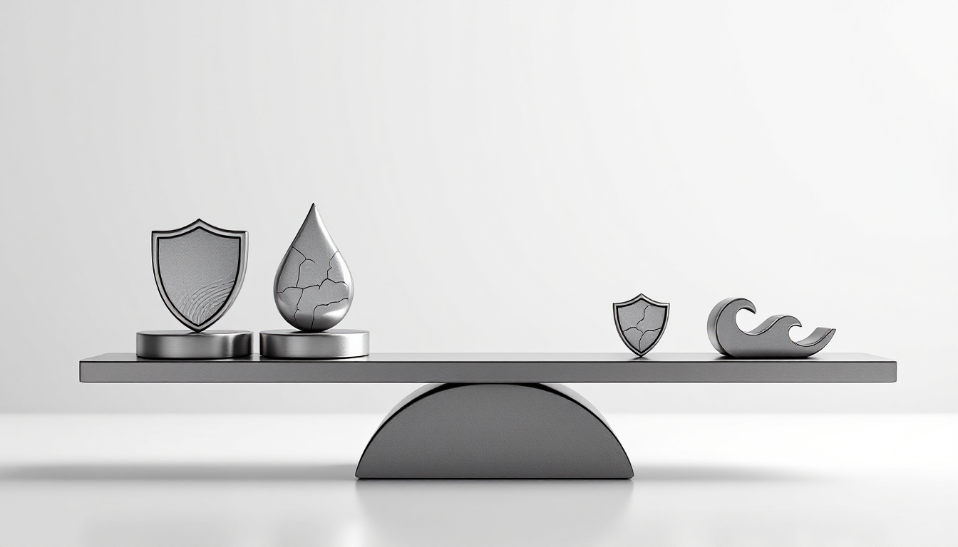 MMF의 장점(안정성, 유동성, 복리)과 단점(예금자보호 X, 변동 수익률)을 올려놓은 저울이 장점 쪽으로 살짝 기울어져 있는 모습.