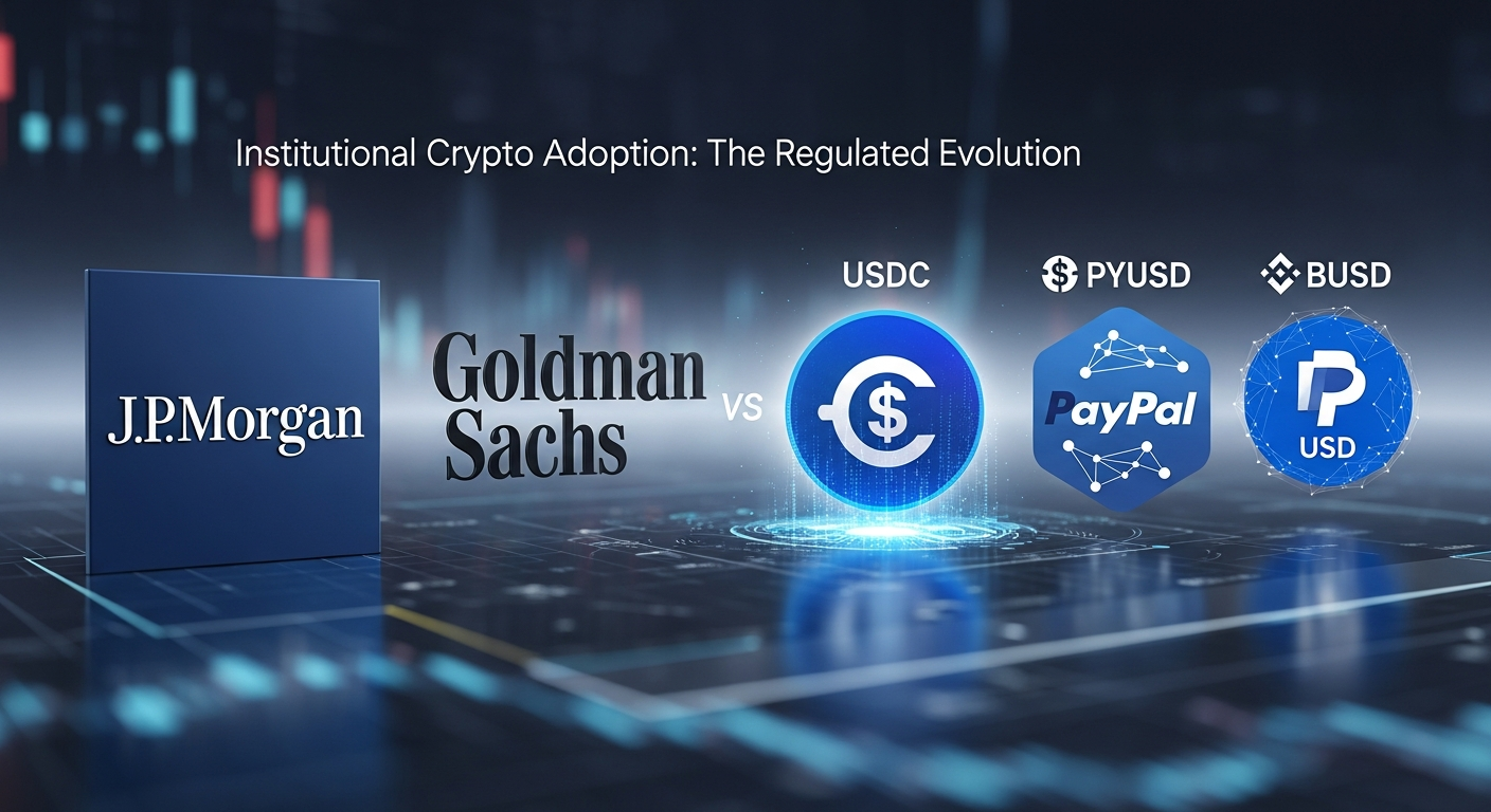 JP모건, 골드만삭스 등 전통 금융기관의 규제 준수형 스테이블코인 발행을 나타내는 이미지