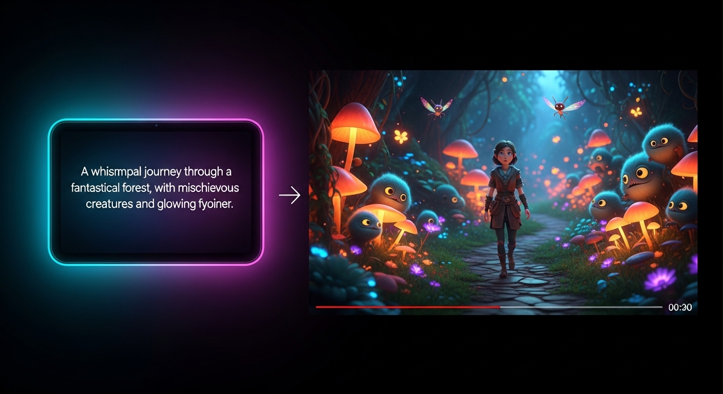 빛나는 화면의 간단한 텍스트 프롬프트가 복잡한 장면과 실감나는 캐릭터를 특징으로 하는 매우 사실적이고 상세한 1분 길이의 비디오 클립으로 매끄럽게 전환되어 Sora AI의 텍스트에서 비디오 생성 능력을 보여줌