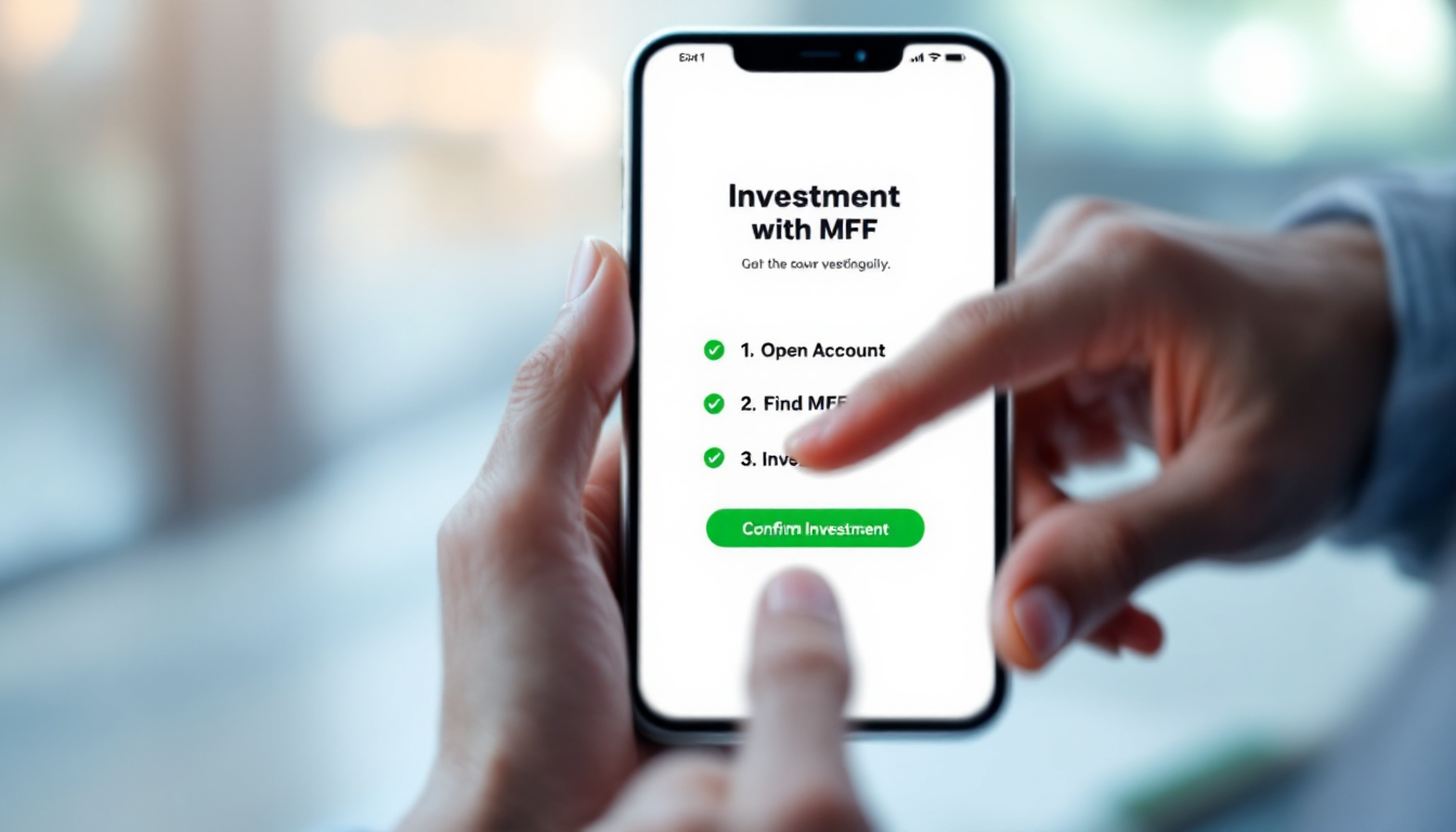 스마트폰 앱을 통해 MMF 투자 계좌 개설부터 상품 선택, 투자까지의 과정을 손쉽게 완료하는 모습.