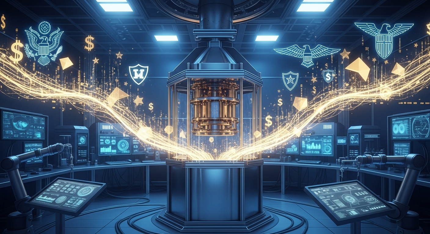 JP모건의 100억 달러 양자컴퓨팅 투자의 배경과 국가 안보적 의미를 나타내는 이미지.