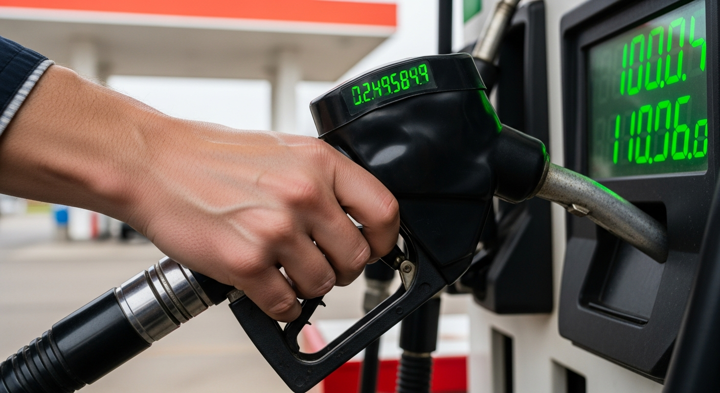 급등하는 기름값을 보여주는 주유기와 생활 경제에 미치는 영향