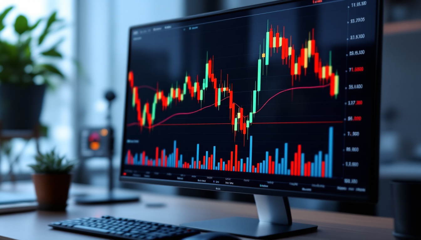 주식 차트와 아래에 표시된 거래량 막대 그래프