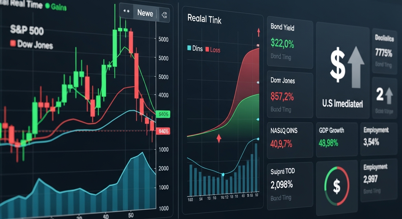 FOMC 회의록 발표 후 주식, 채권, 외환 시장의 변화를 보여주는 금융 시장 반응 이미지