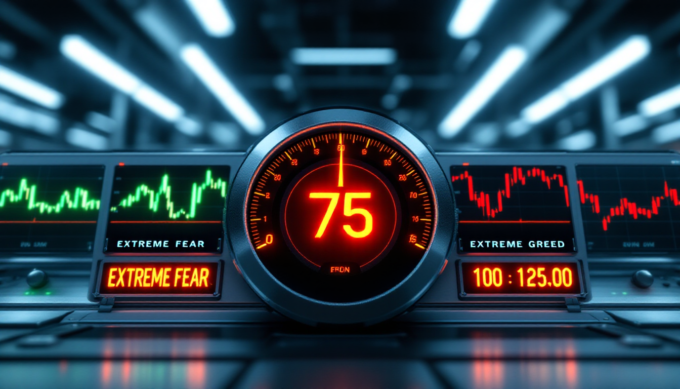 0부터 100까지의 눈금으로 투자자들의 극심한 공포와 극심한 탐욕을 나타내는 공포 탐욕 지수의 개념을 시각적으로 보여주는 이미지.