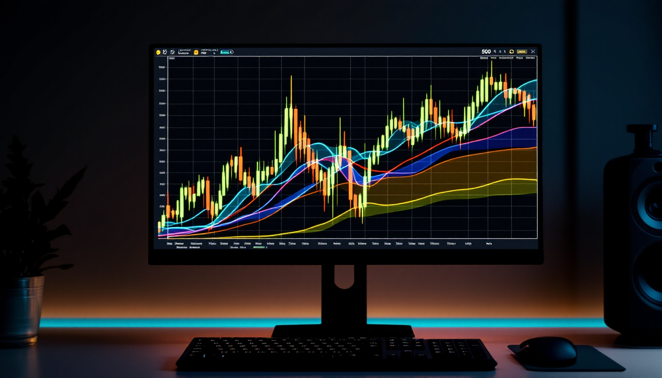 다양한 기간의 이동평균선들이 여러 색상으로 표시된 주식 차트 화면