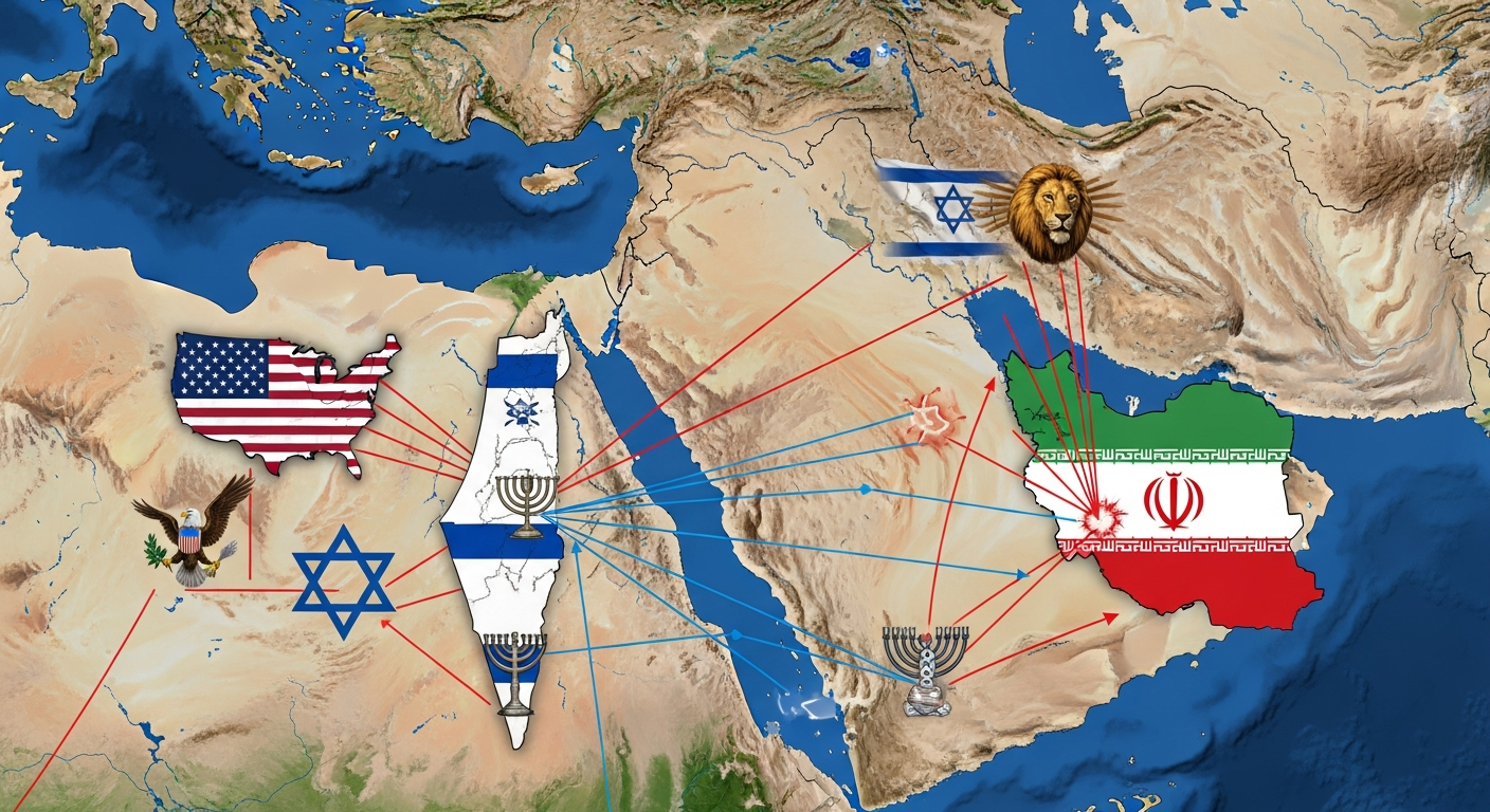 미국 이스라엘 이란 삼국의 긴장감이 감도는 중동 지역의 지정학적 지도