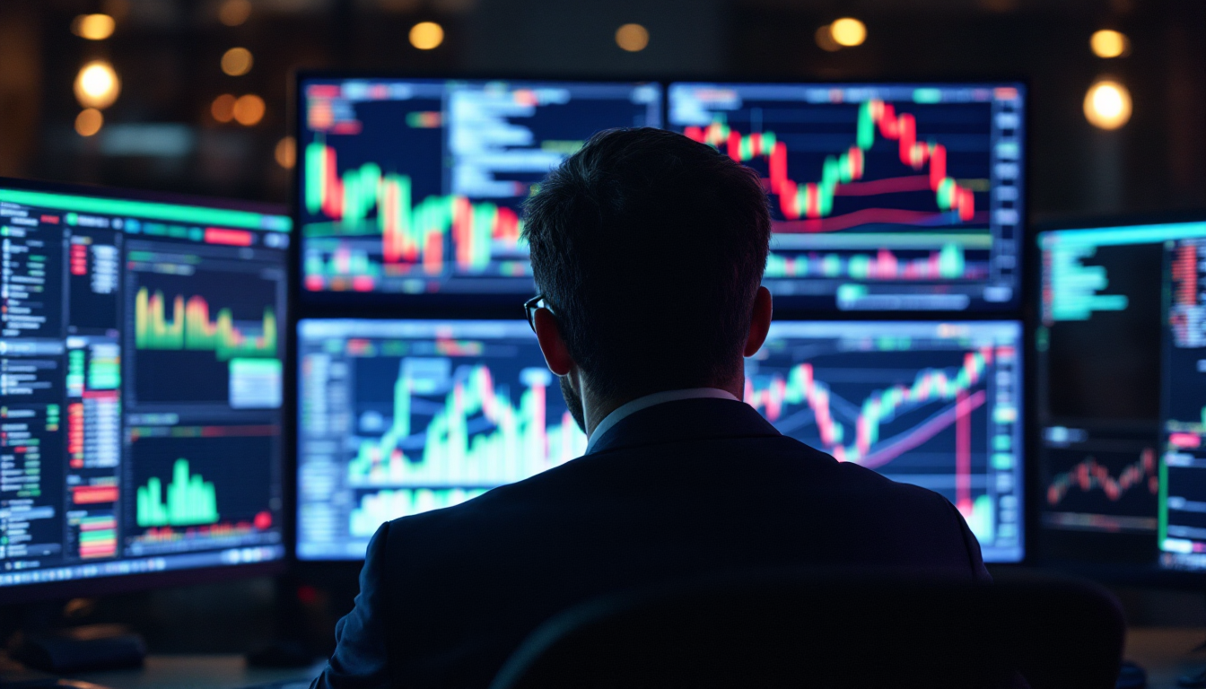 성공적인 투자를 위해 이동평균선과 거래량을 분석하는 전문가의 모습