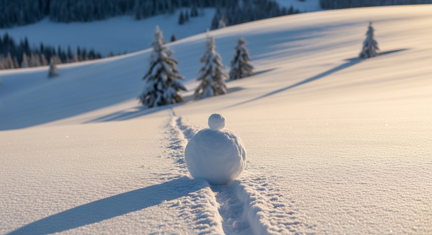 인내심 있는 기다림과 시간의 마법으로 자산이 불어나는 복리 효과를 상징하는 눈덩이 이미지