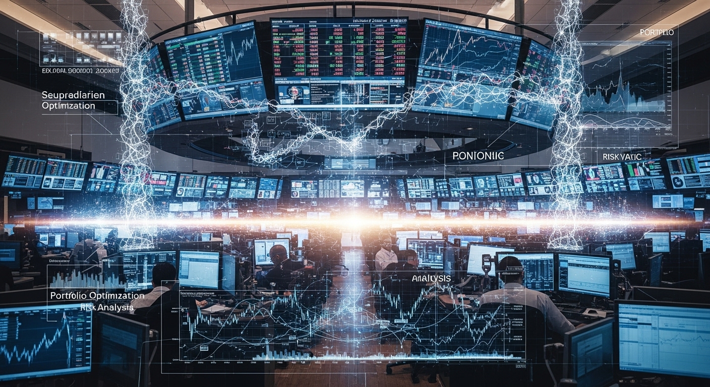 양자컴퓨팅이 금융 산업에 미칠 혁신적인 영향을 시각화한 이미지.