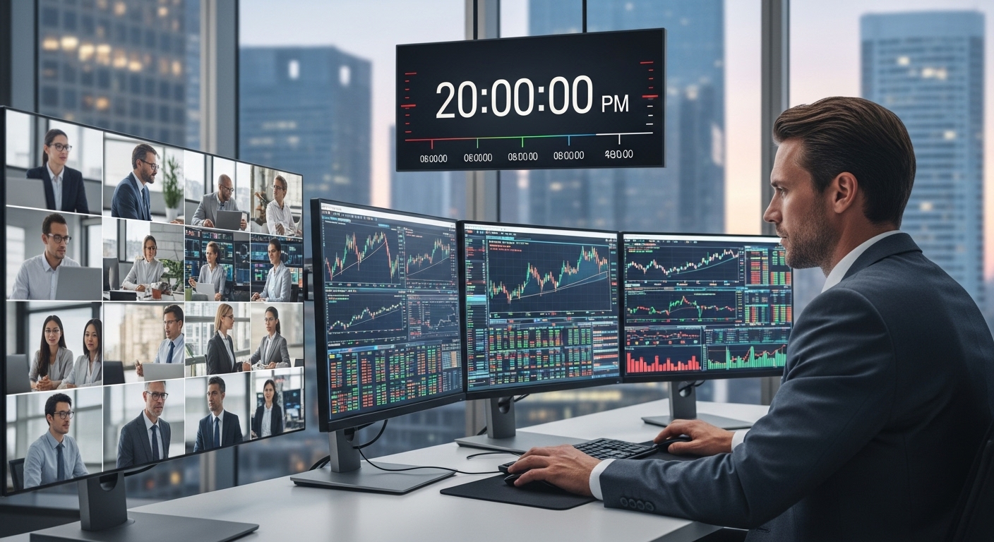 오전 8시부터 오후 8시까지 확대된 주식 거래 시간을 보여주는 투자자의 모습