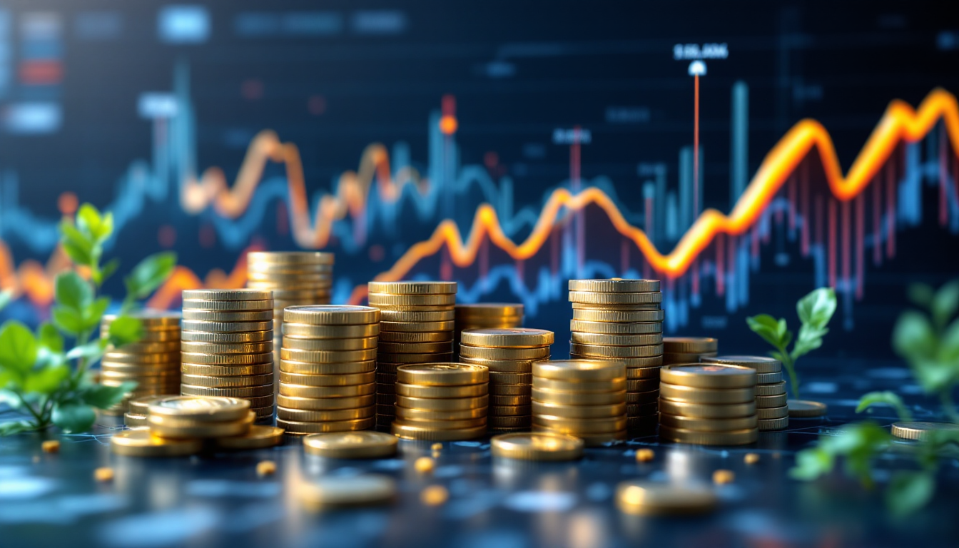 다양한 투자 자산이 안정적으로 성장하는 현대적인 금융 차트 배경