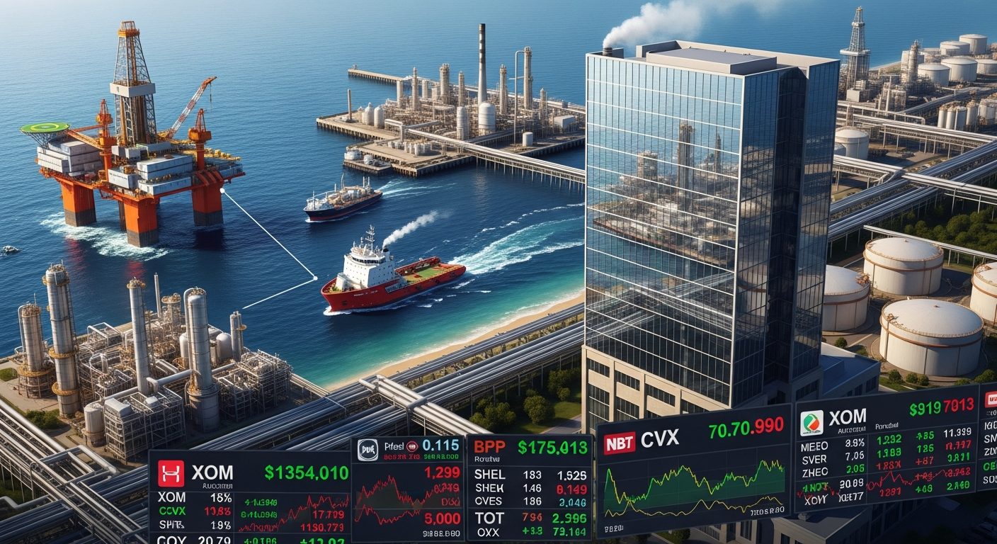 에너지 산업 섹터별 시각화: 석유회사, 탐사생산, 정유, 에너지 서비스 등 다양한 분야